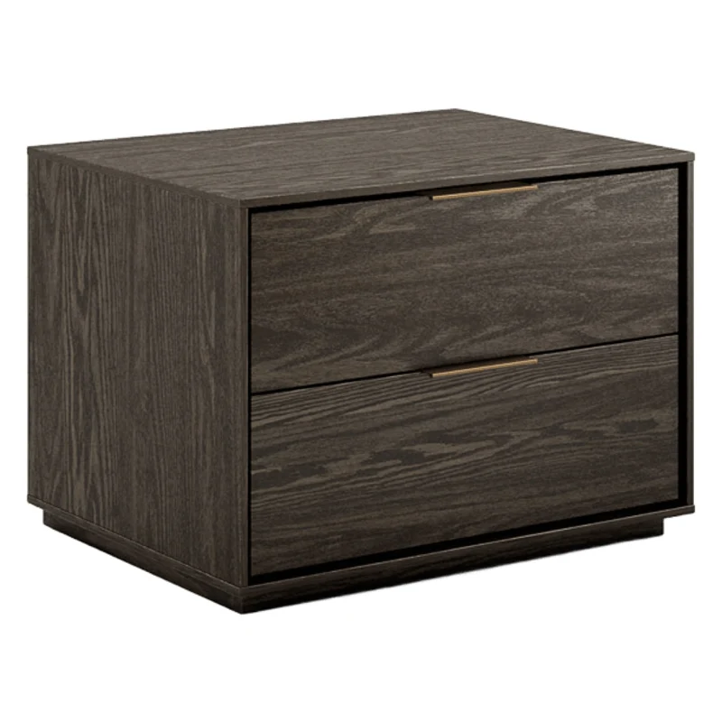 Table de chevet à 2 tiroirs en bois de noyer foncé - Amelia