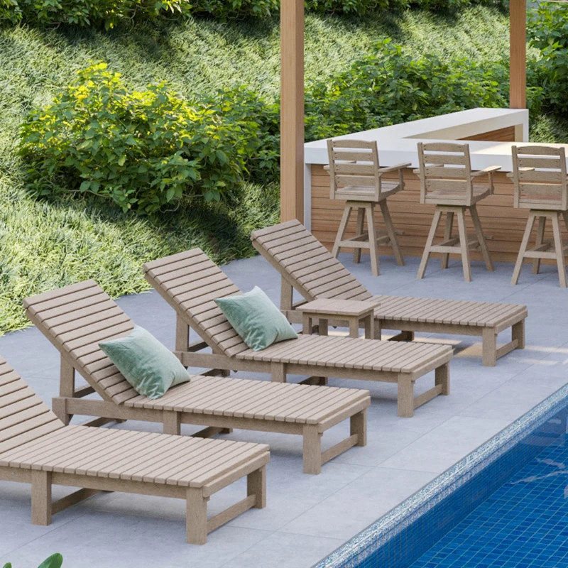 Chaise longue extérieure sans accoudoirs en plastique recyclé - L99