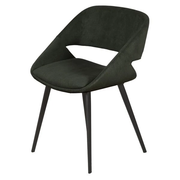 Chaise repas velours côtelé vert foncé