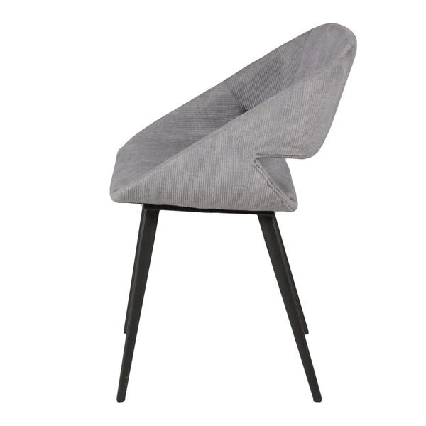 Chaise repas velours côtelé gris clair