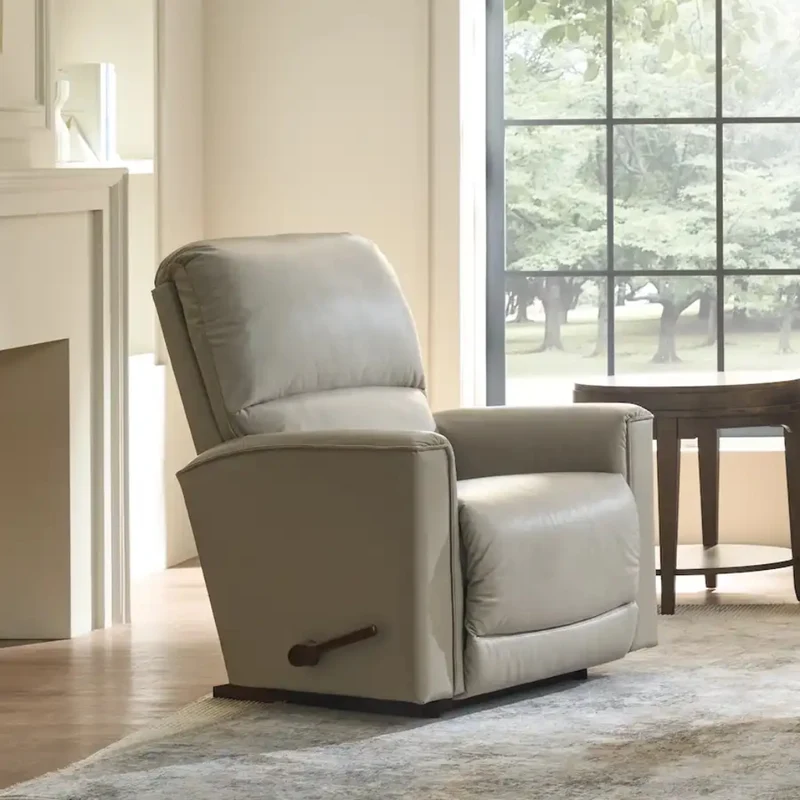 Fauteuil berçant et inclinable en cuir beige - Cade