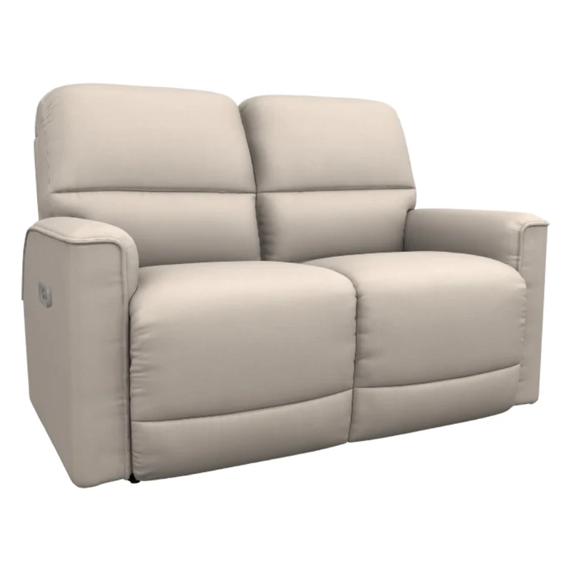 Causeuse inclinable motorisée en cuir beige avec ports USB intégrés - Cade