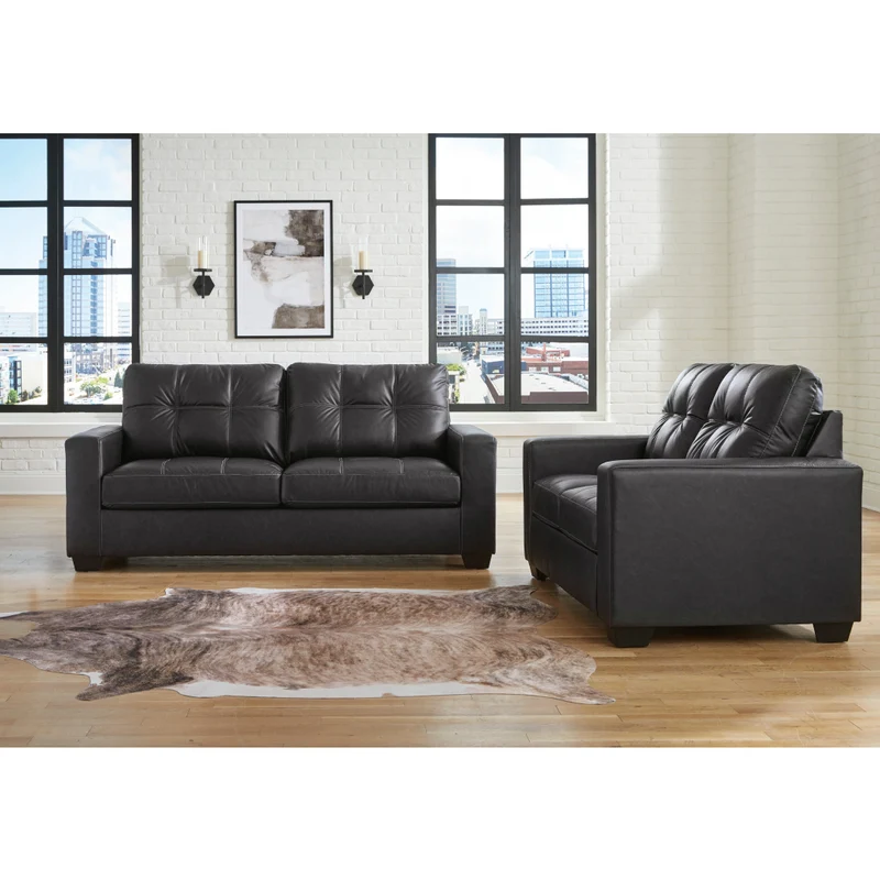 Causeuse aspect cuir noir - Barlin Mills