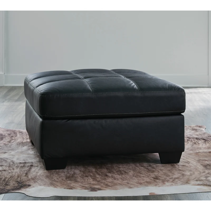 Ottoman surdimensionné aspect cuir noir - Barlin Mills