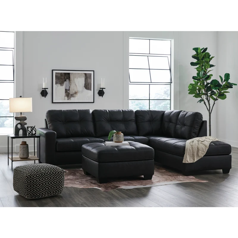 Ottoman surdimensionné aspect cuir noir - Barlin Mills
