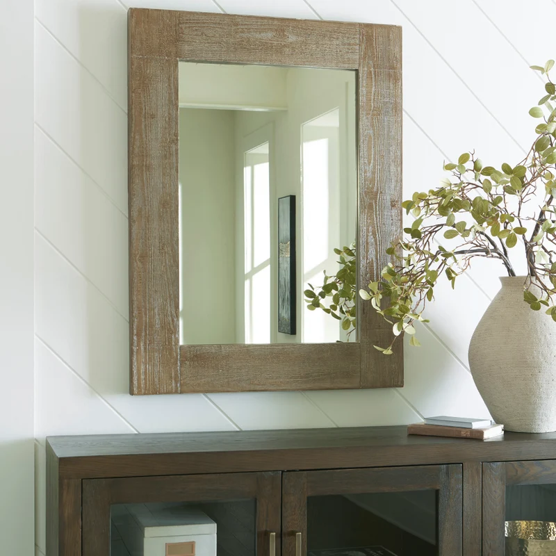 Miroir avec un cadre en bois brun vieilli 30 x 40 po - Waltleigh