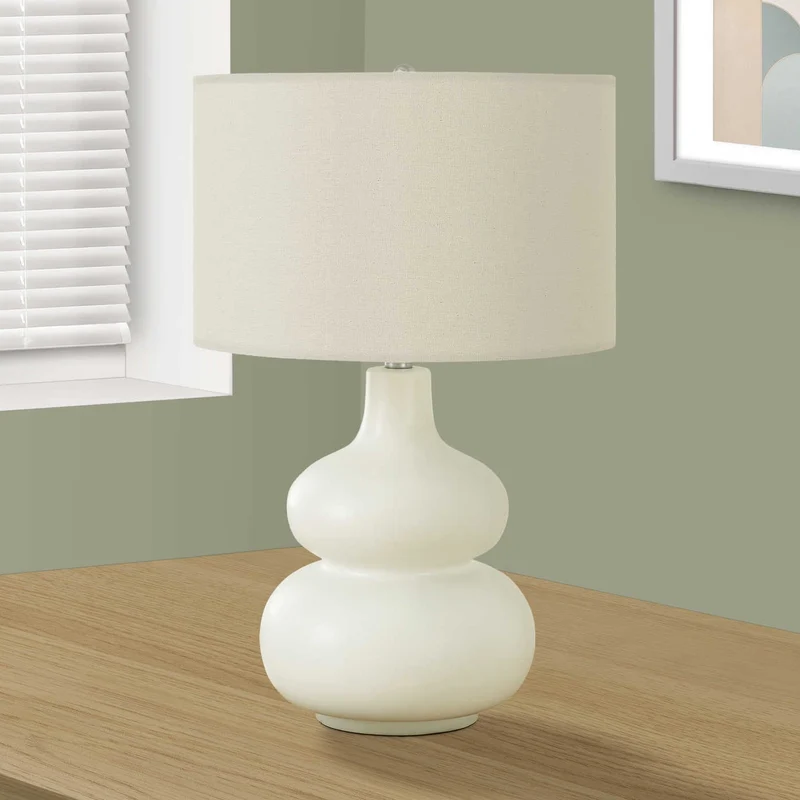 Lampe de table en céramique crème incurvée 25 po - I 9608