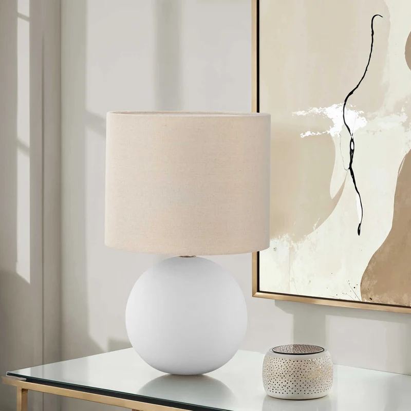 Lampe de table en céramique crème 16 po - I 9632