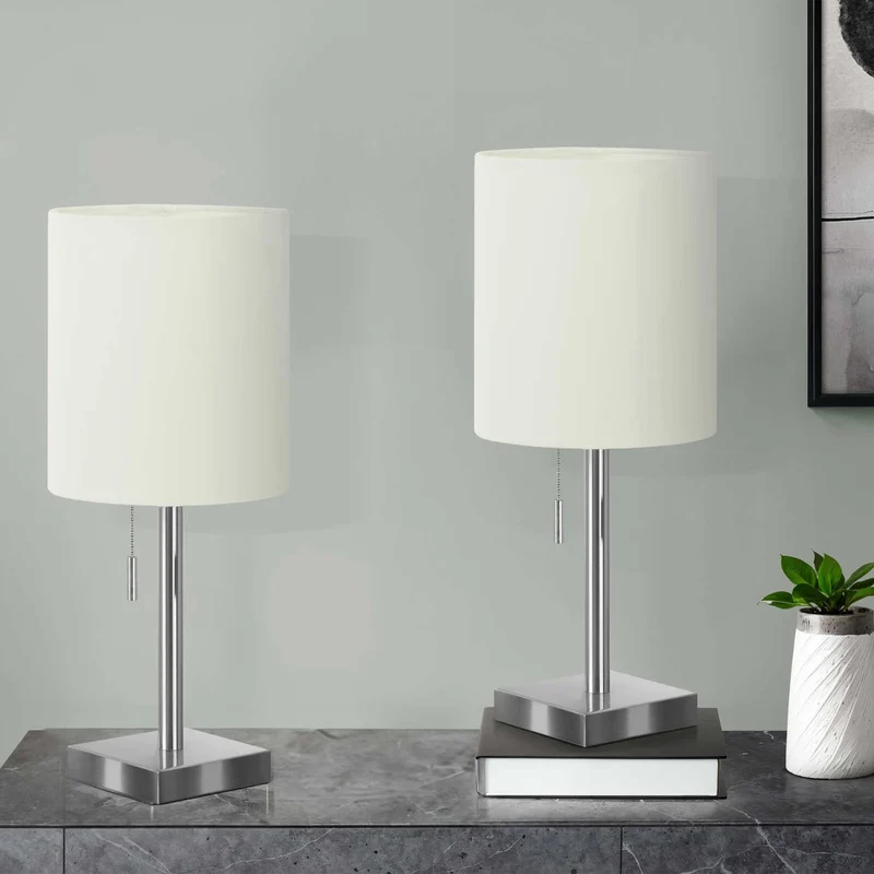 Ensemble de 2 lampes de table en métal avec port USB intégré 17 po - I 9649-9650