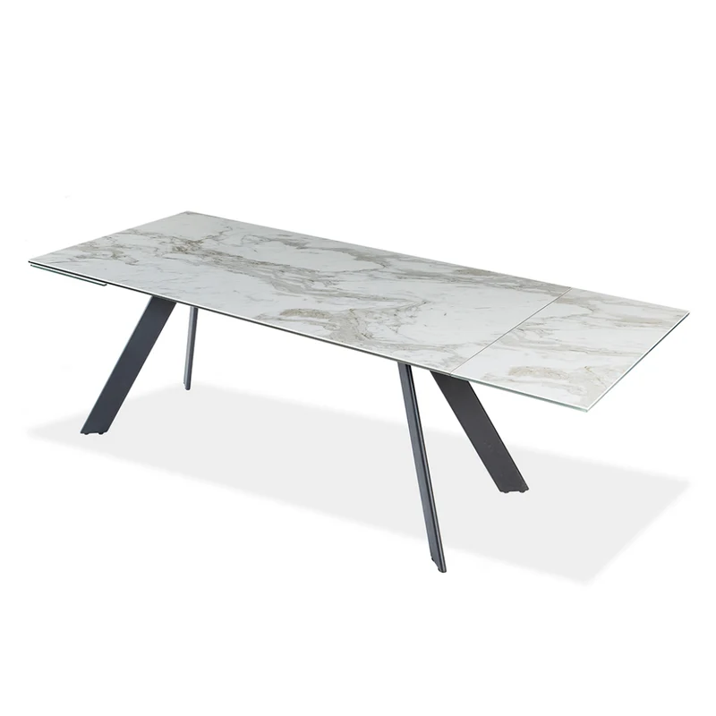 Table de salle à manger extensible en porcelaine/céramique et métal - Oliver