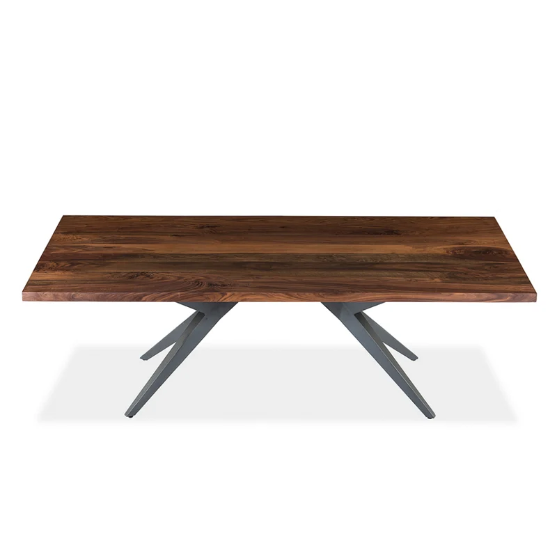Table de salle à manger rectangulaire en bois noyer et métal - Jack