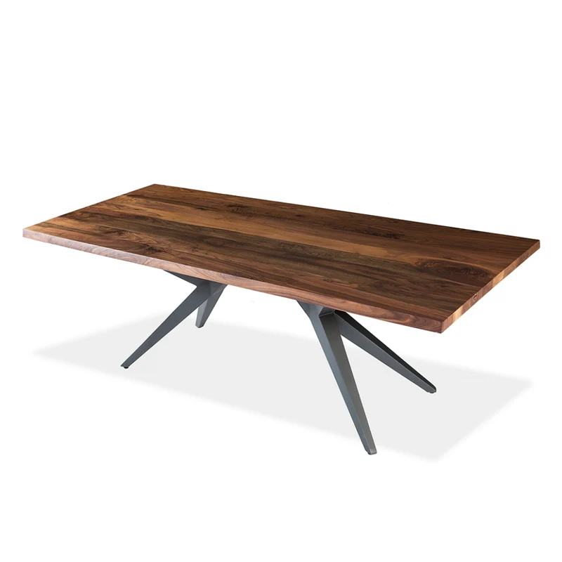 Table de salle à manger rectangulaire en bois noyer et métal - Jack