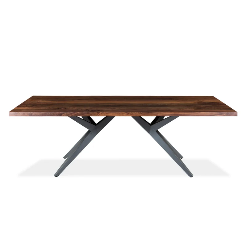 Table de salle à manger rectangulaire en bois noyer et métal - Jack