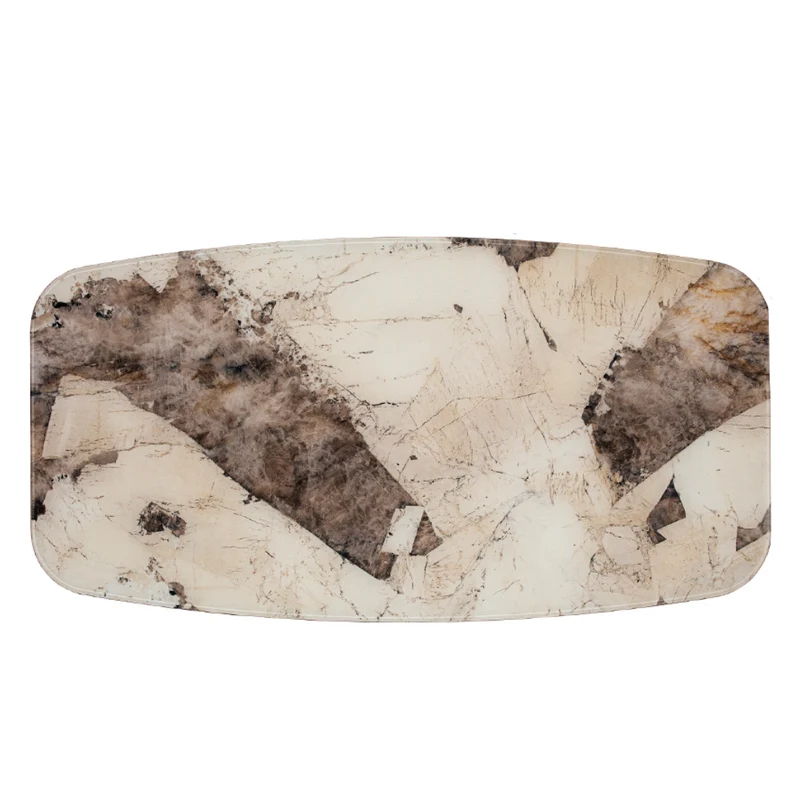 Table de salle à manger rectangulaire avec contour arrondi en verre et métal - Jack