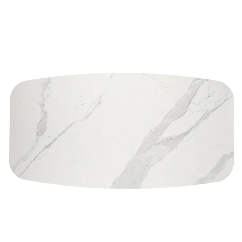 Table de salle à manger rectangulaire avec contour arrondi en céramique et bois noyer - Samuel