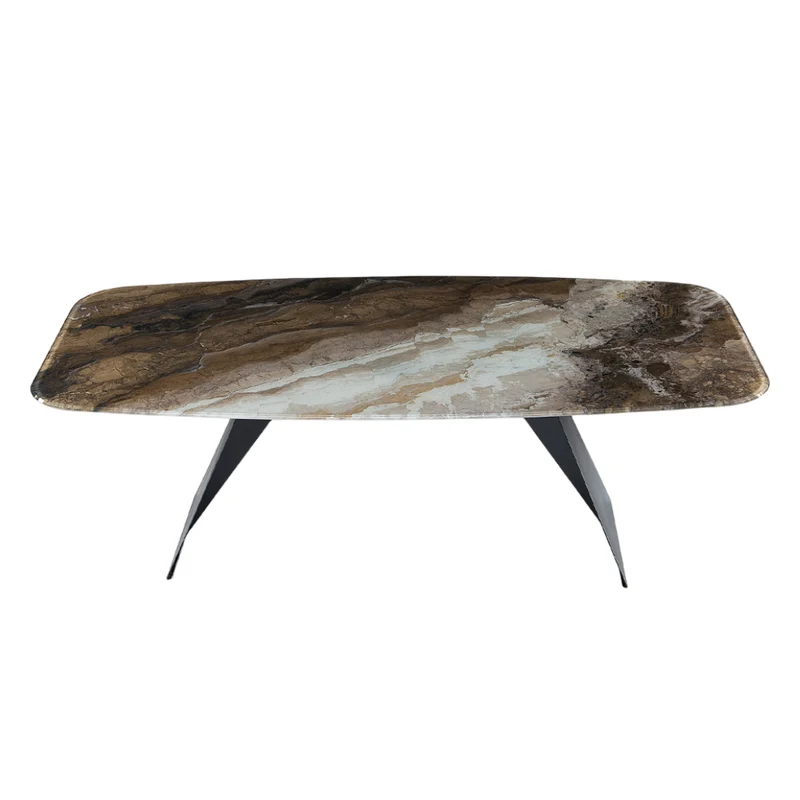 Table de salle à manger rectangulaire avec contour arrondi en verre - Hugo