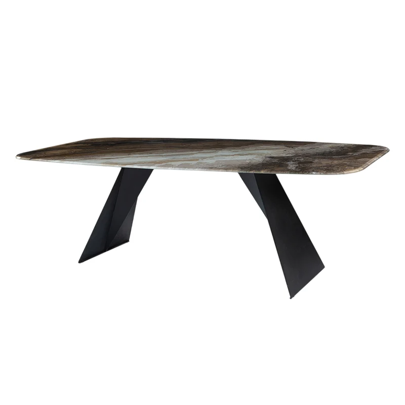 Table de salle à manger rectangulaire avec contour arrondi en verre - Hugo