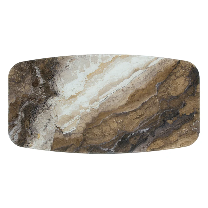 Table de salle à manger rectangulaire avec contour arrondi en verre - Hugo