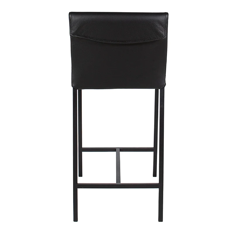 Tabouret de comptoir rembourré en cuir et métal noir - Aria