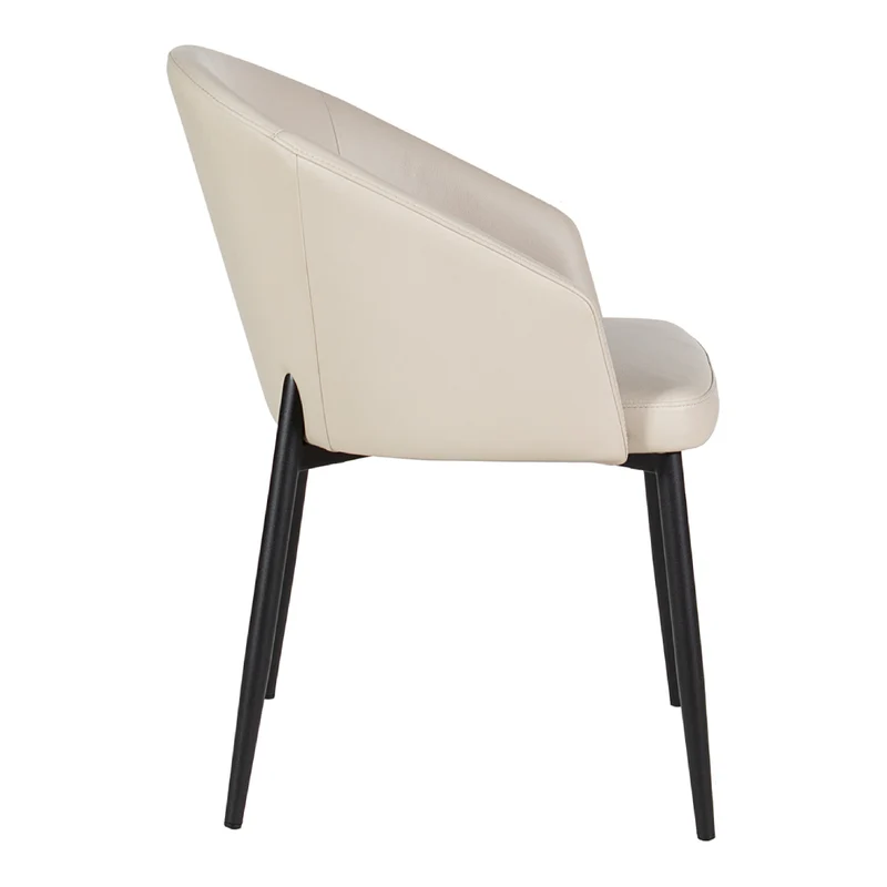 Chaise de salle à manger rembourrée en cuir avec accoudoirs - Emma