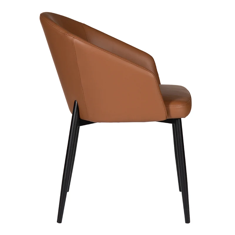 Chaise de salle à manger rembourrée en cuir avec accoudoirs - Emma