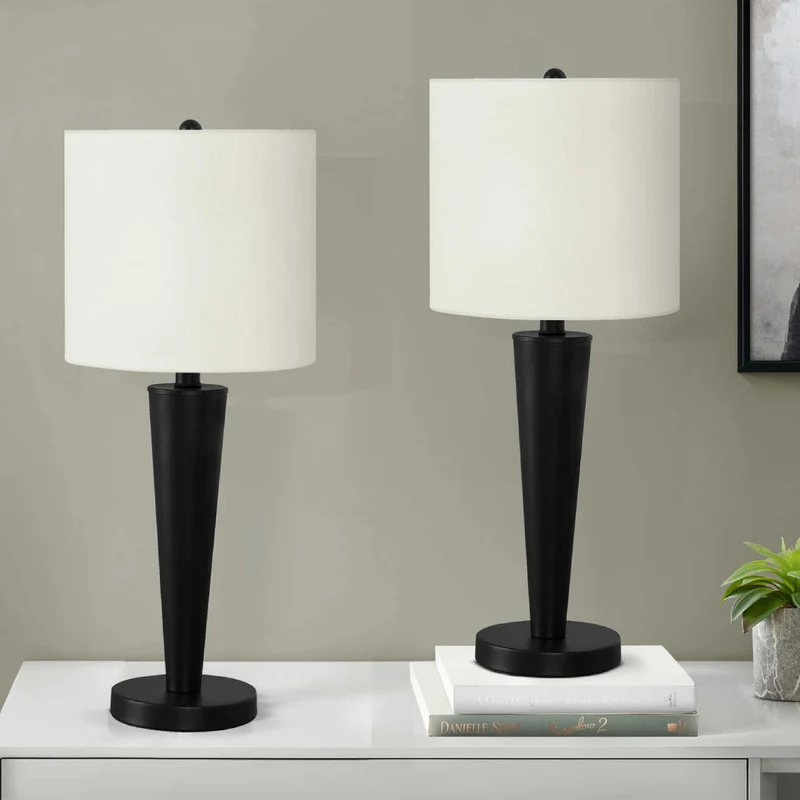 Ensemble de 2 lampes de table en métal avec port USB intégré 24 po - I 9642-9643