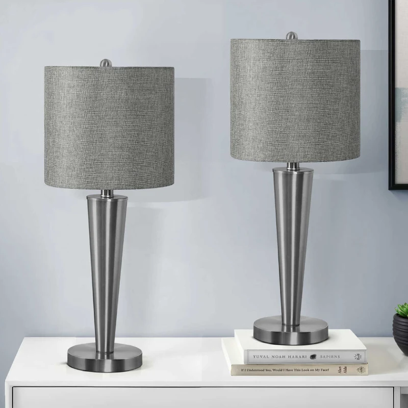 Ensemble de 2 lampes de table en métal avec port USB intégré 24 po - I 9642-9643