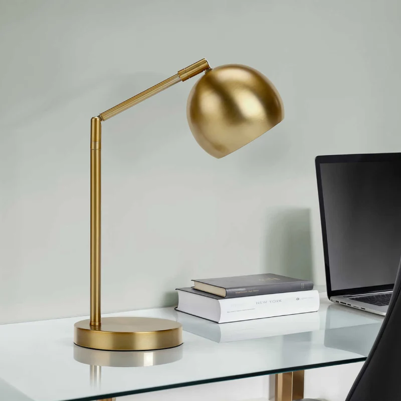 Lampe de table en métal doré avec support flexible 19 po - I 9644