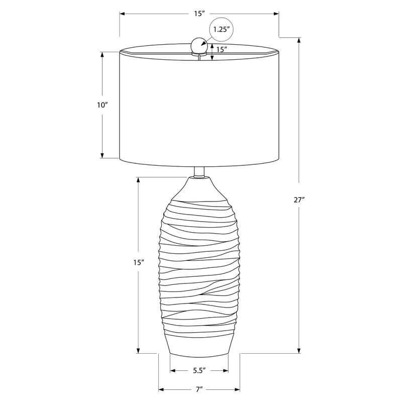 Lampe de table en résine grise texturée 27 po - I 9723