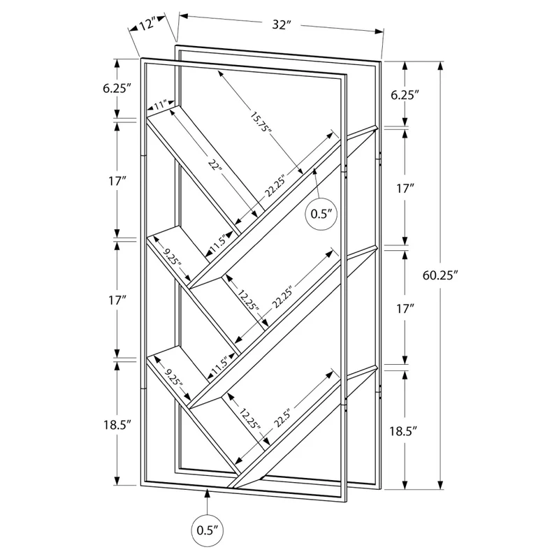 Étagère en métal noir avec 6 tablettes en MDF/stratifié - I 2200-2201-2202