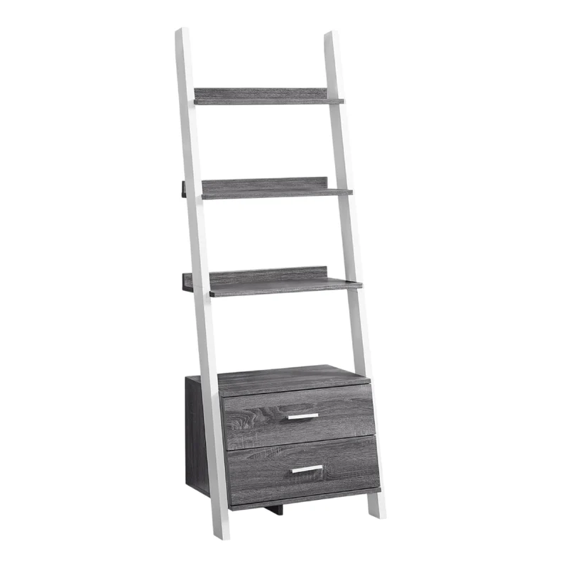 Étagère à échelle en MDF/stratifié avec 4 tablettes et 2 tiroirs - I 2562-2756-2542