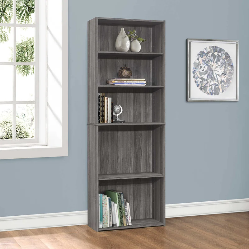 Bibliothèque en MDF/stratifié avec 5 tablettes - I 7467-7468-7469-7470