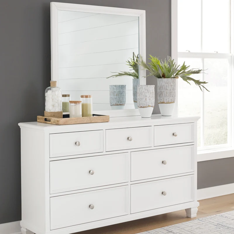 Miroir de bureau en bois/MDF blanc - Fortman