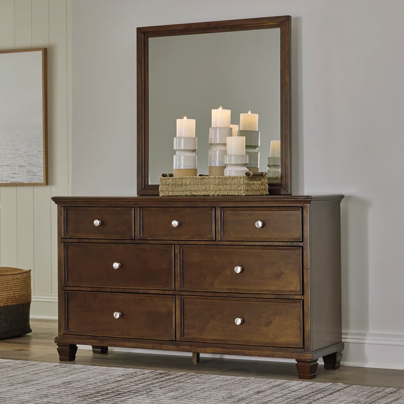 Miroir de bureau en bois/placage brun foncé - Danabrin