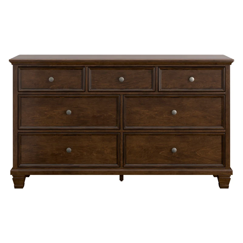 Bureau à 7 tiroirs en bois/placage brun foncé - Danabrin