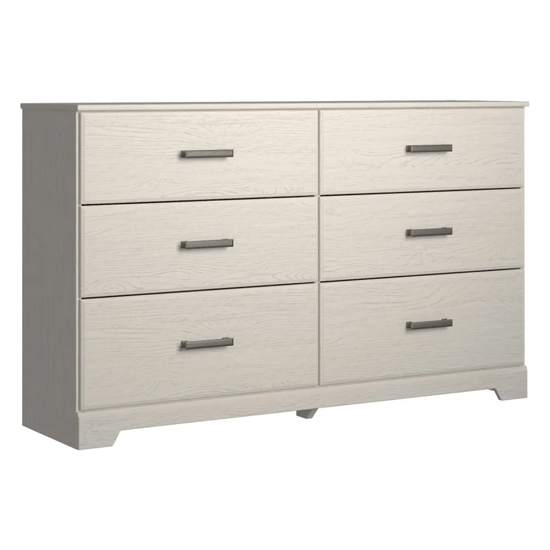 Bureau à 6 tiroirs en bois/placage blanc - Stelsie