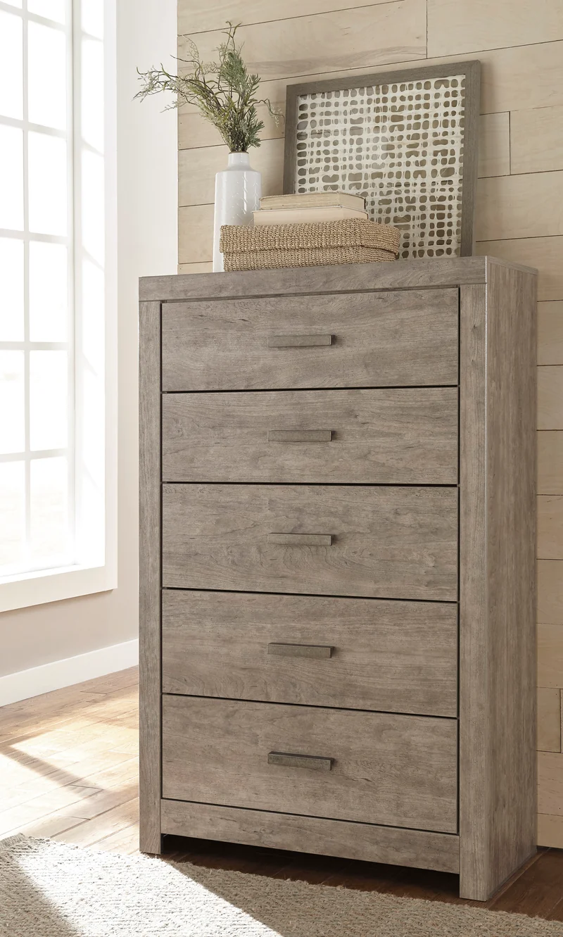 Commode à 5 tiroirs en bois/placage gris - Culverbach