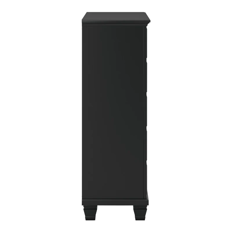 Commode à 5 tiroirs en bois/placage noir - Lanolee