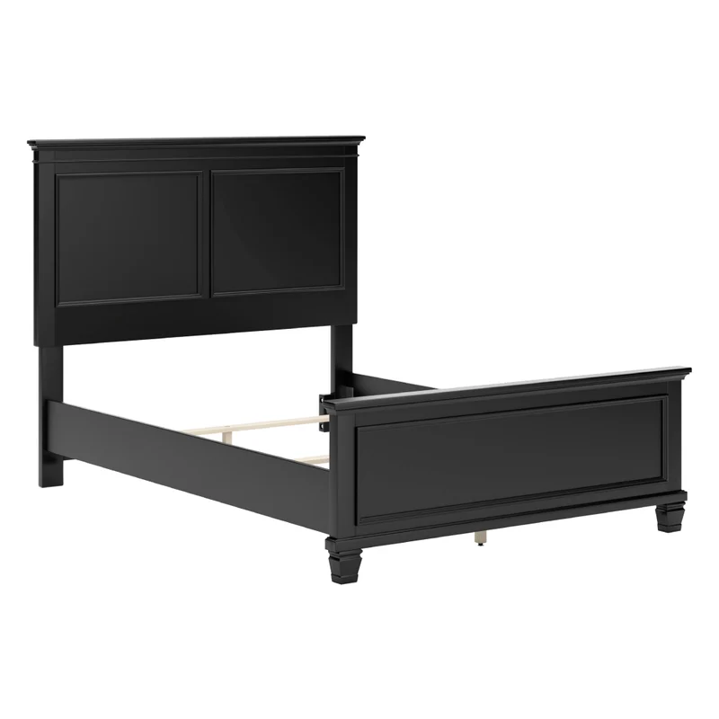 Lit complet en bois/placage noir Simple / Double / Grand / Très grand - Lanolee