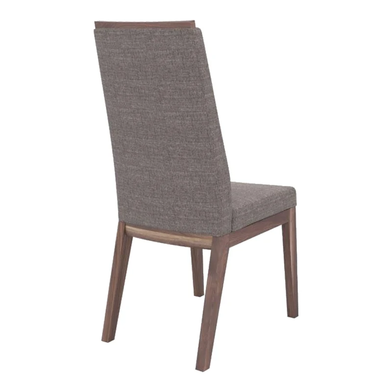 Chaise de salle à manger rembourrée en tissu gris et en bois de noyer fumé - Jane