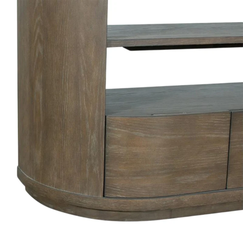 Table console en bois/placage de chêne brun grisâtre avec 3 tiroirs - Bosley