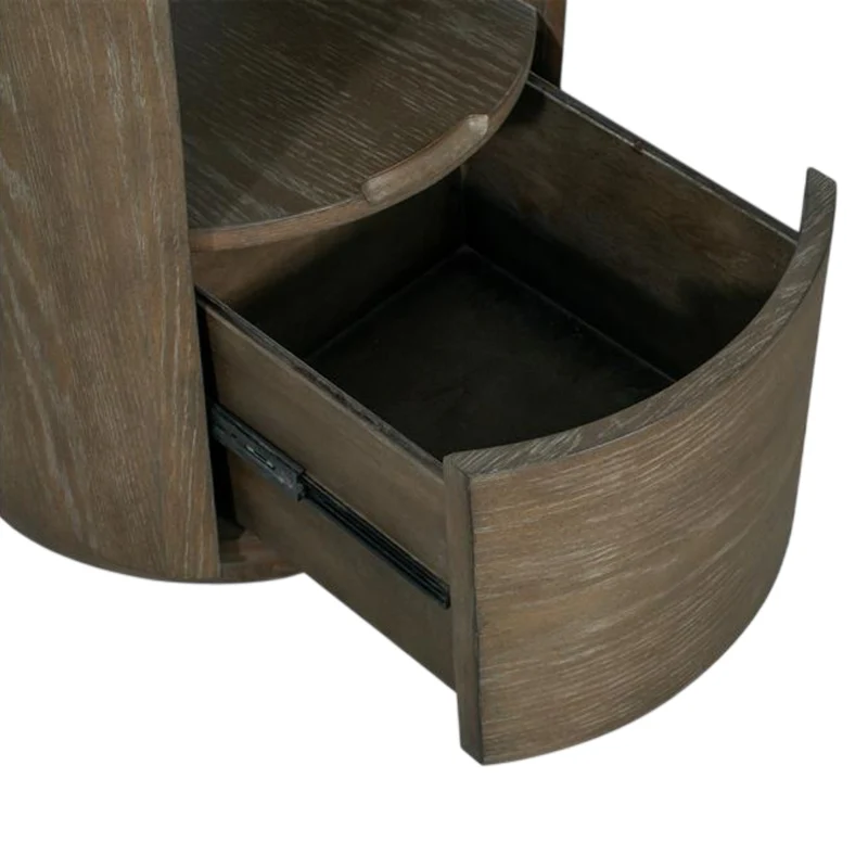 Table de bout en bois/placage de chêne brun grisâtre avec 1 tiroir - Bosley