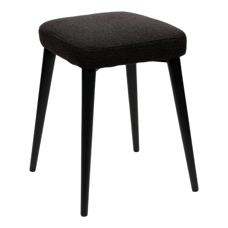 Tabouret rembourré en tissu et métal noir - Midi