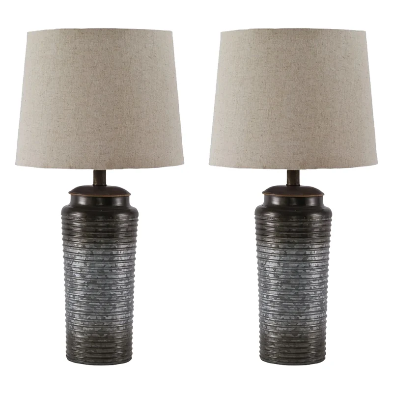 Ensemble de 2 lampes de tables en métal galvanisé gris 25 po. - Norbert