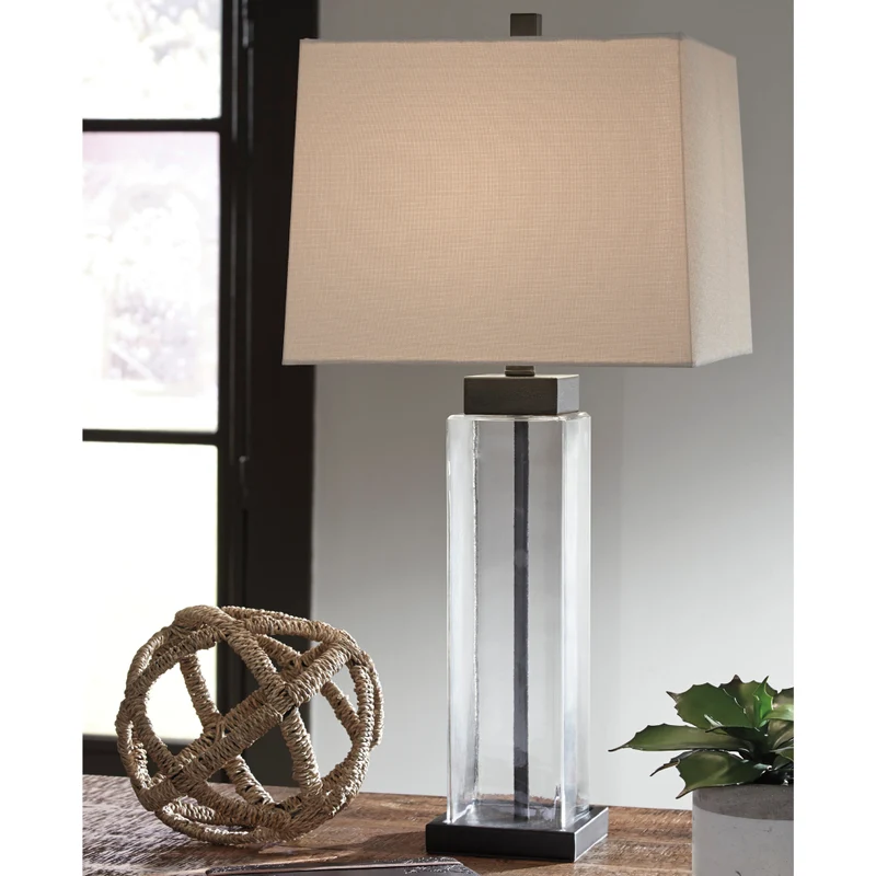 Ensemble de 2 lampes sur table en verre et métal bronze 29 po - Alvaro