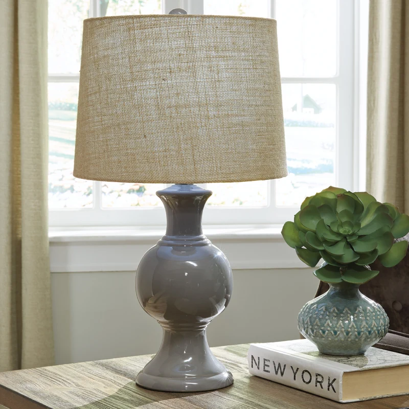 Lampe de table en céramique émaillée grise 25 po - Magdalia