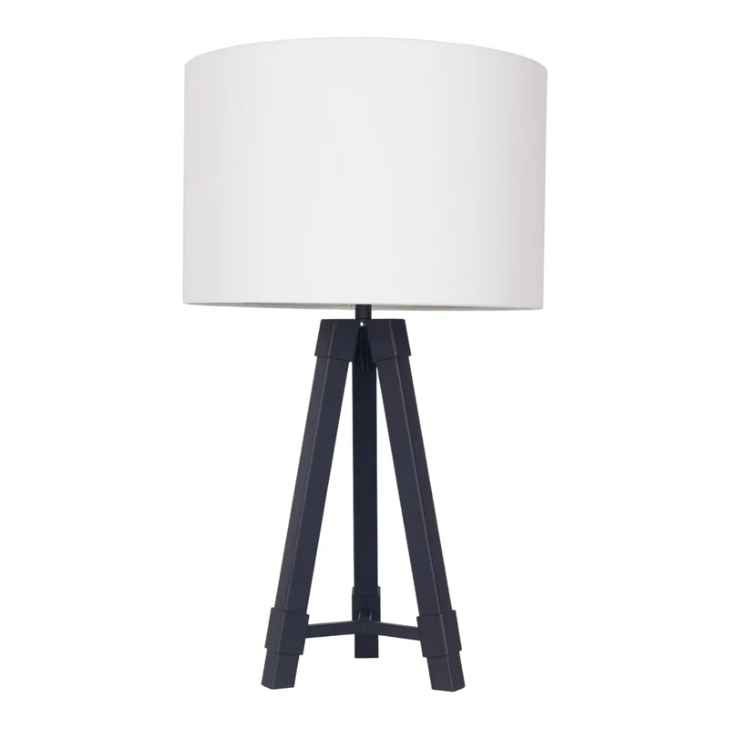 Lampe de table trépied en métal noir givré 24 po. - Marlee