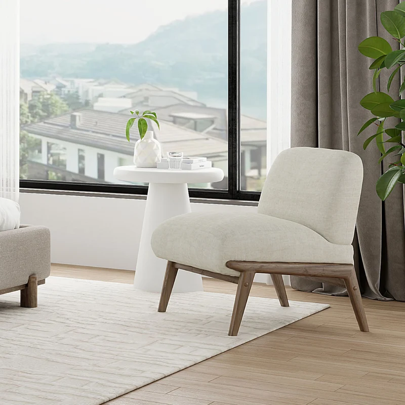 Fauteuil d'appoint en velours et en bois massif - Lisson