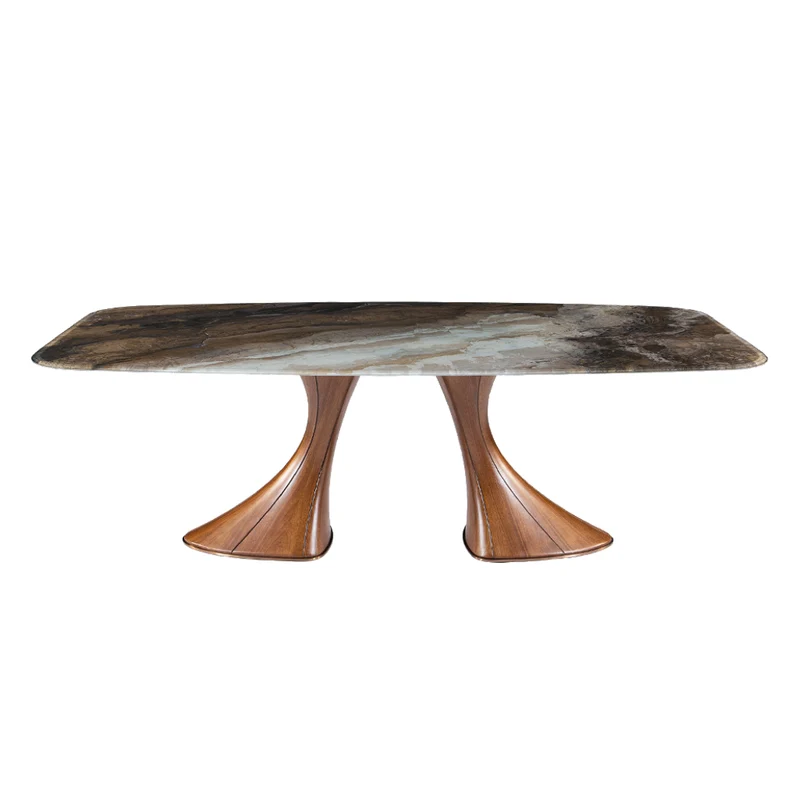 Table de salle à manger rectangulaire avec contour arrondi en verre - Charles