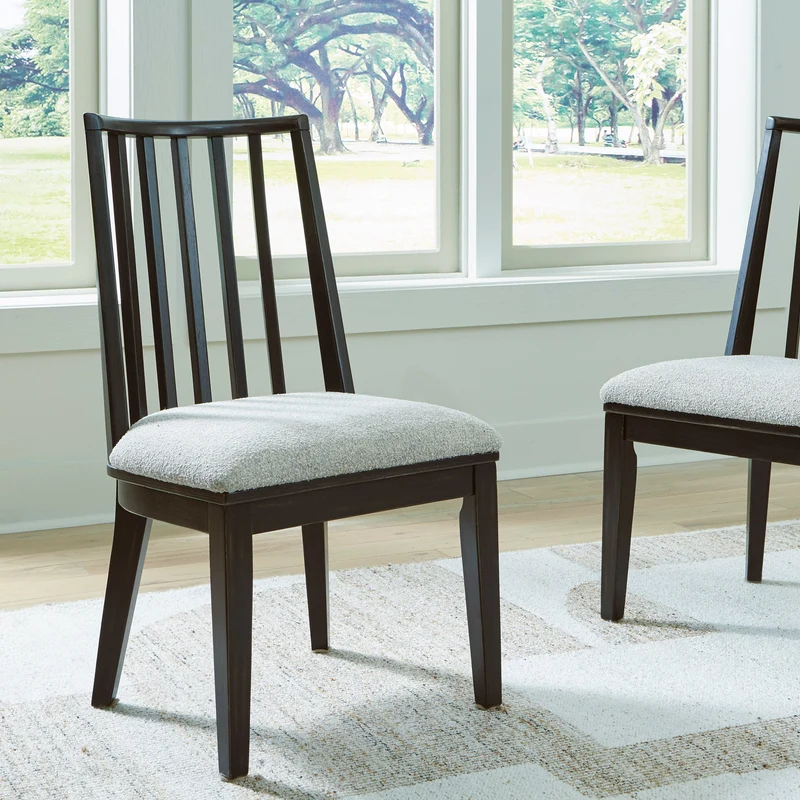Ensemble de 2 chaises de salle à manger avec assise rembourrée en tissu beige pâle - Galliden